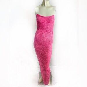 Pretty Little Thing Pink Sequins Bandeau Dress Size S